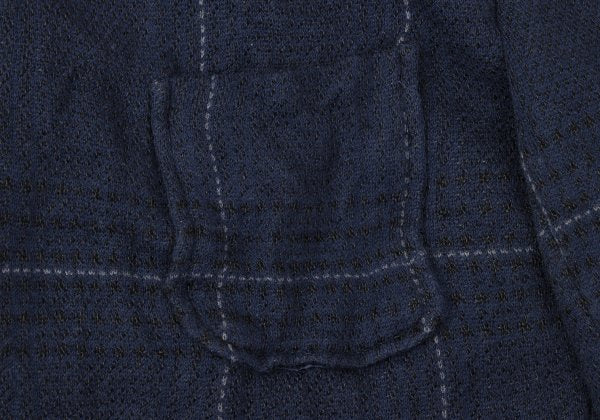 sacai Cotton Ramie Wrinkled Check Jacket Blue Size 1