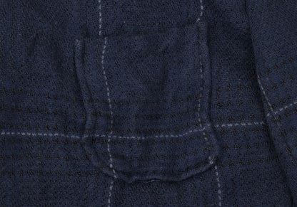 sacai Cotton Ramie Wrinkled Check Jacket Blue Size 1