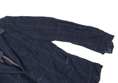 sacai Cotton Ramie Wrinkled Check Jacket Blue Size 1