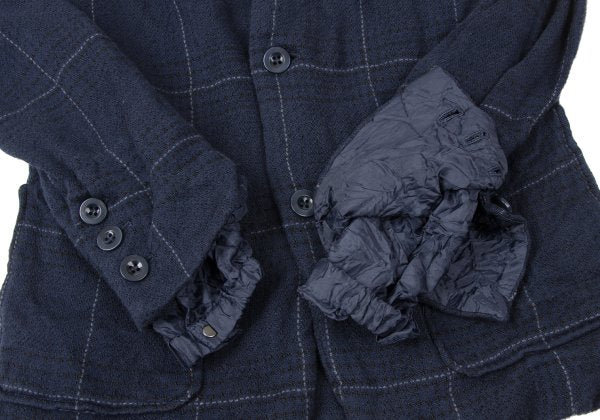 sacai Cotton Ramie Wrinkled Check Jacket Blue Size 1