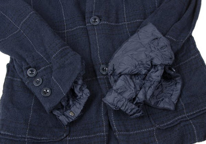 sacai Cotton Ramie Wrinkled Check Jacket Blue Size 1