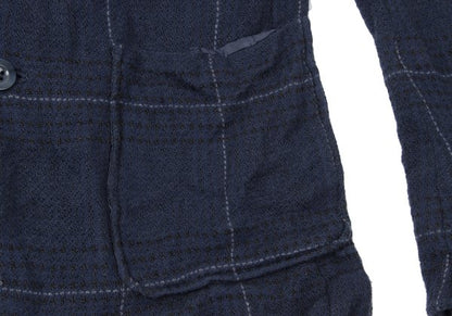 sacai Cotton Ramie Wrinkled Check Jacket Blue Size 1