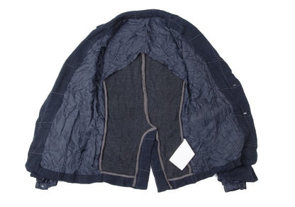 sacai Cotton Ramie Wrinkled Check Jacket Blue Size 1