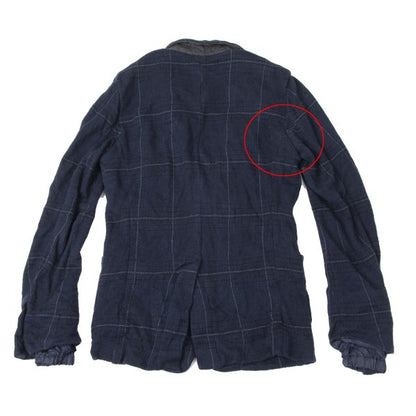 sacai Cotton Ramie Wrinkled Check Jacket Blue Size 1