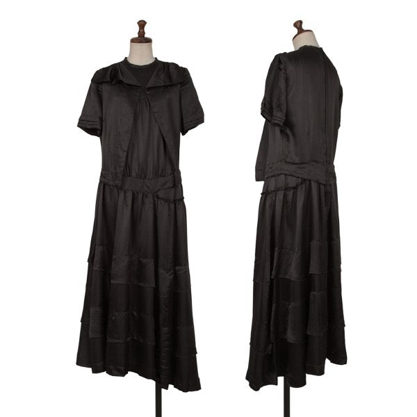 COMME des GARCONS 05AW Silk Tiered Panel Dress Black Size L