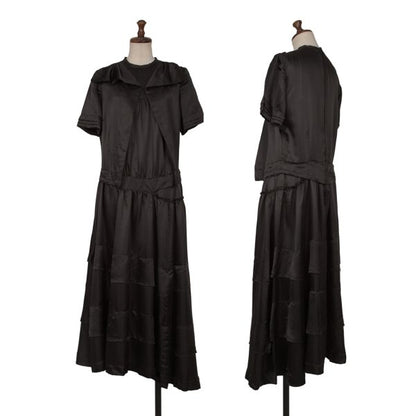 COMME des GARCONS 05AW Silk Tiered Panel Dress Black Size L