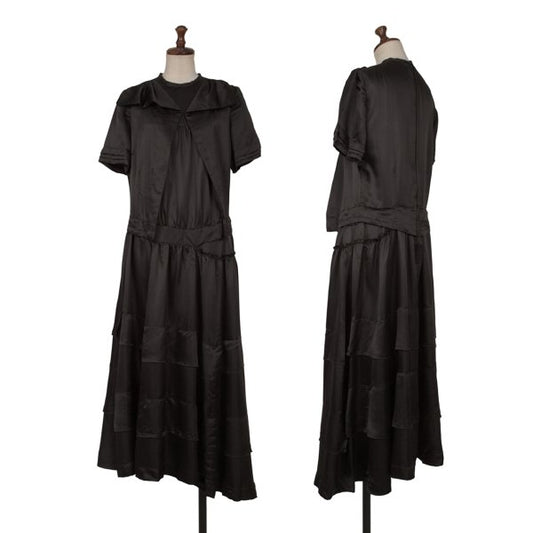 COMME des GARCONS 05AW Silk Tiered Panel Dress Black Size L