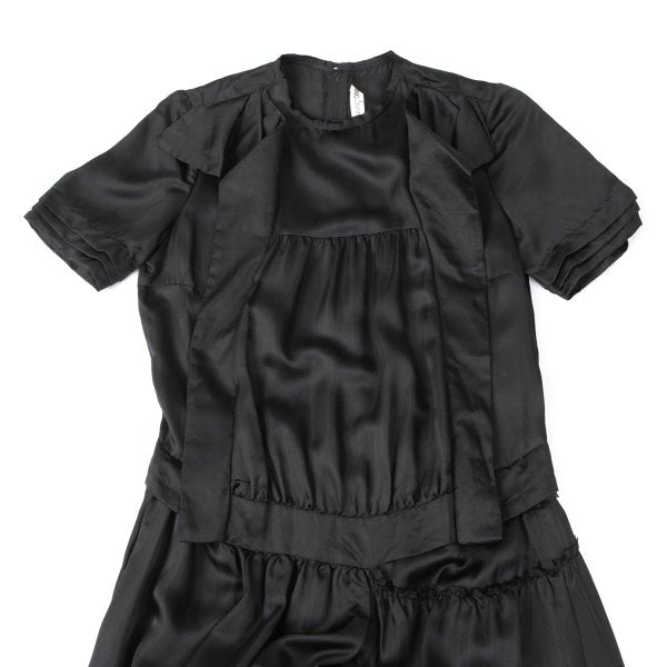 COMME des GARCONS 05AW Silk Tiered Panel Dress Black Size L