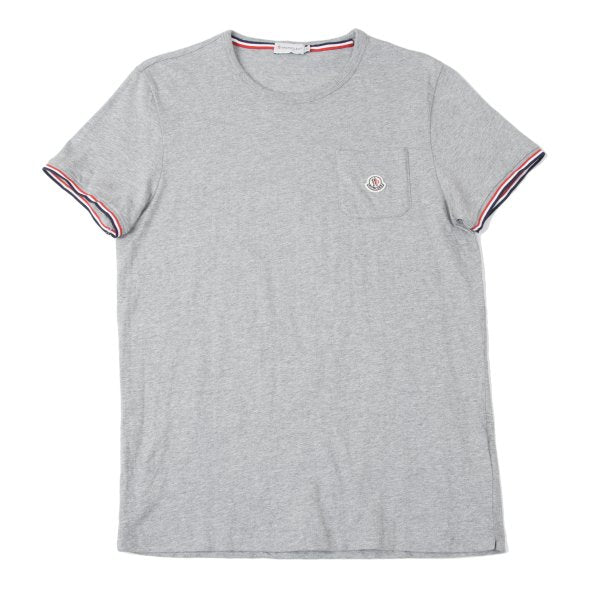 MONCLER Cotton Logo Patch Pocket T-Shirt Gray Size M