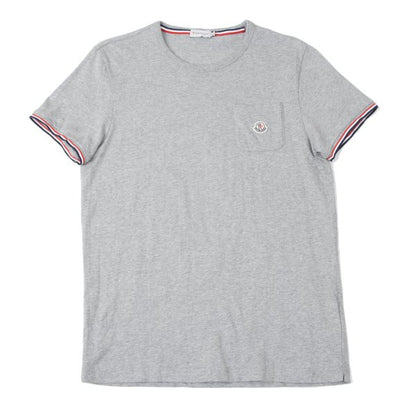 MONCLER Cotton Logo Patch Pocket T-Shirt Gray Size M
