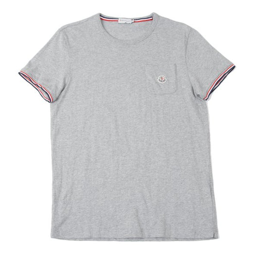 MONCLER Cotton Logo Patch Pocket T-Shirt Gray Size M