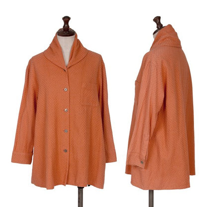 gigli Cotton Plaid Button-Up Apricot Size 38