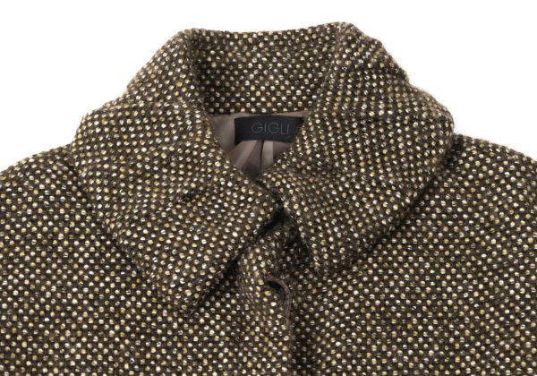 GIGLI Wool Tuck Collar Half Coat Brown Size 38