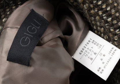 GIGLI Wool Tuck Collar Half Coat Brown Size 38