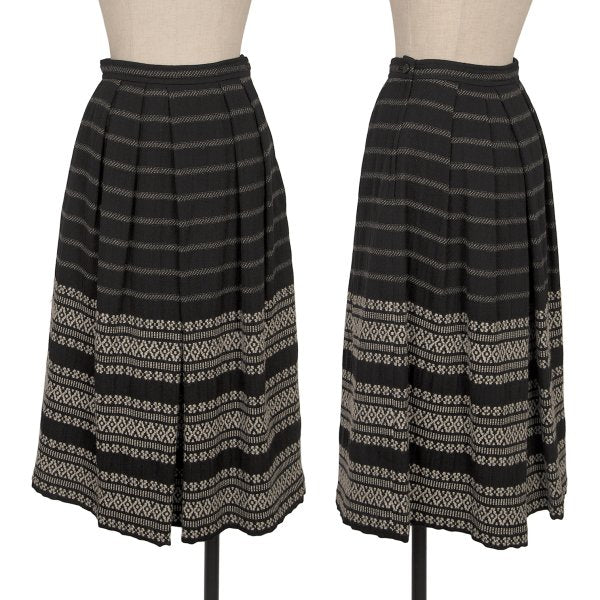 COMME des GARCONS Fair Isle Pleated Wool Skirt Black Size S