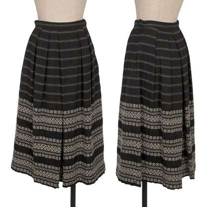 COMME des GARCONS Fair Isle Pleated Wool Skirt Black Size S