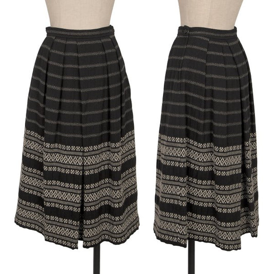 COMME des GARCONS Fair Isle Pleated Wool Skirt Black Size S