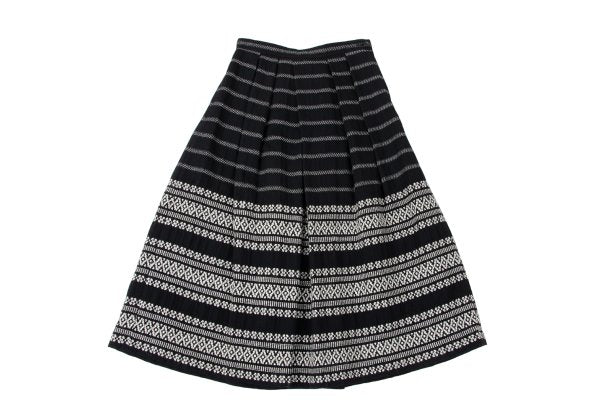 COMME des GARCONS Fair Isle Pleated Wool Skirt Black Size S