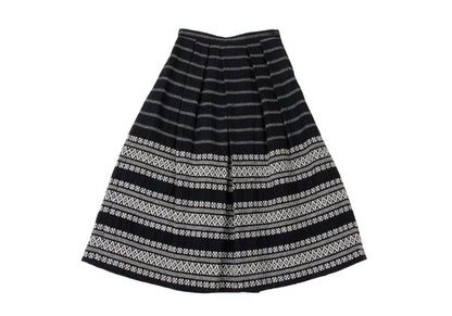 COMME des GARCONS Fair Isle Pleated Wool Skirt Black Size S