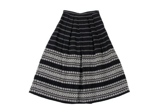 COMME des GARCONS Fair Isle Pleated Wool Skirt Black Size S