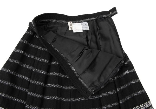 COMME des GARCONS Fair Isle Pleated Wool Skirt Black Size S