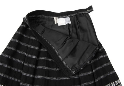 COMME des GARCONS Fair Isle Pleated Wool Skirt Black Size S