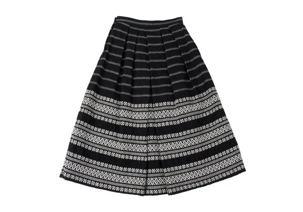 COMME des GARCONS Fair Isle Pleated Wool Skirt Black Size S