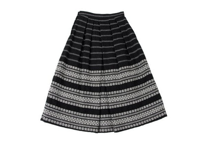 COMME des GARCONS Fair Isle Pleated Wool Skirt Black Size S