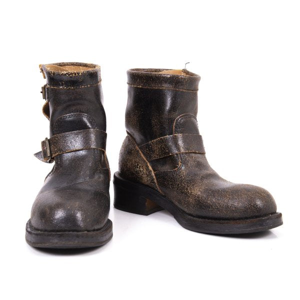 Junya Watanabe Cracked Leather Pecos Boots Black Size 24.5CM