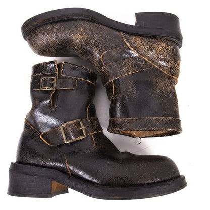 Junya Watanabe Cracked Leather Pecos Boots Black Size 24.5CM