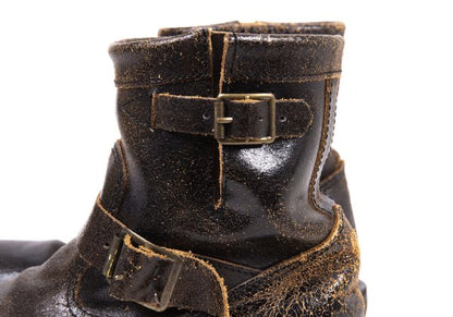 Junya Watanabe Cracked Leather Pecos Boots Black Size 24.5CM