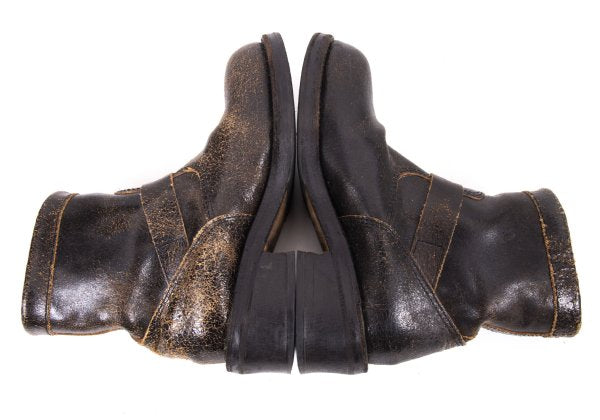 Junya Watanabe Cracked Leather Pecos Boots Black Size 24.5CM
