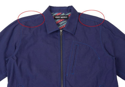 ISSEY MIYAKE MEN Cotton Zip Shirt Jacket Navy Size 2