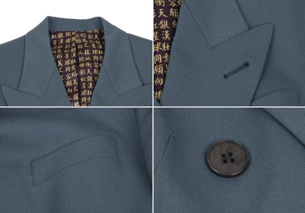 Jean Paul GAULTIER FEMME Kanji Lining Gray Blue Jacket Size 42