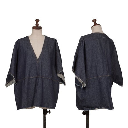 MM6 MAISON MARGIELA Cut-off V-Neck Blouse Indigo Size 38