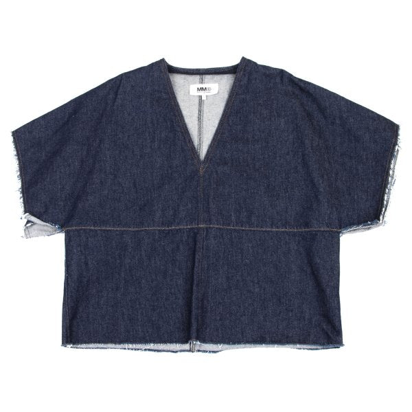 MM6 MAISON MARGIELA Cut-off V-Neck Blouse Indigo Size 38