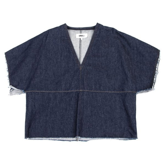 MM6 MAISON MARGIELA Cut-off V-Neck Blouse Indigo Size 38