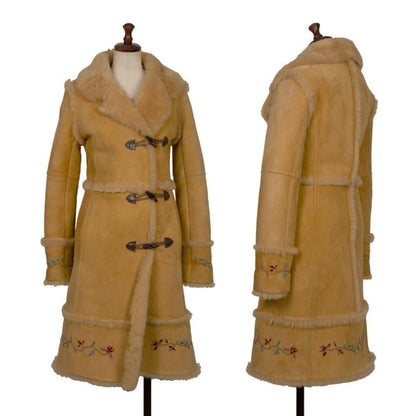 VIVIENNETAM Flower Embroidered Toggle Coat Beige Size M