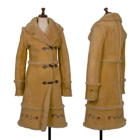 VIVIENNETAM Flower Embroidered Toggle Coat Beige Size M