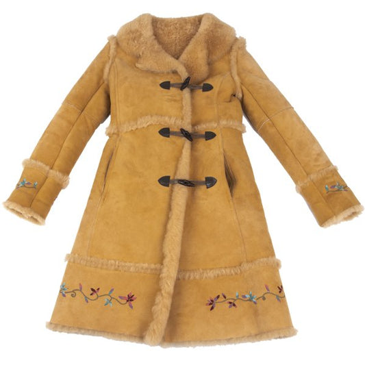VIVIENNETAM Flower Embroidered Toggle Coat Beige Size M