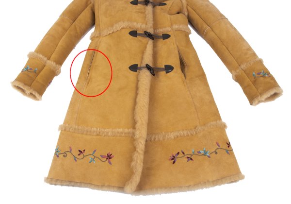 VIVIENNETAM Flower Embroidered Toggle Coat Beige Size M