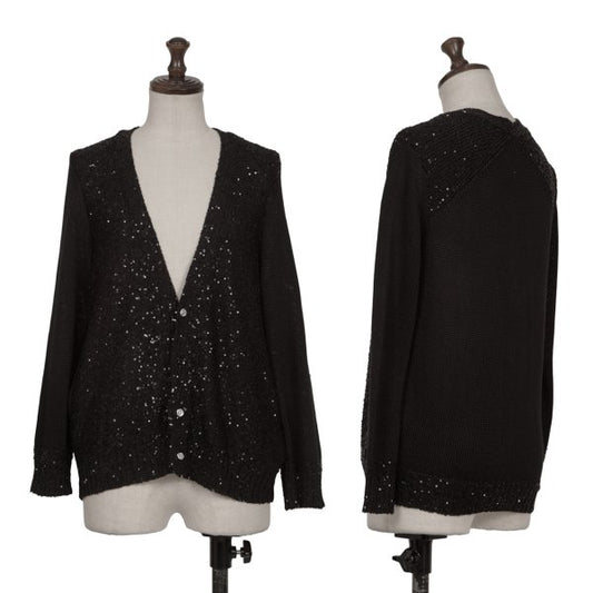 United Arrows Drawer Silk Sequin Cardigan Black Size 2