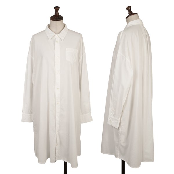 zucca Cotton Lyocell Shirt Dress White Size M