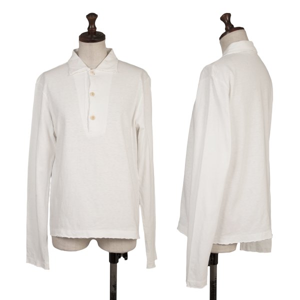 45rpm Cotton Long Sleeve Polo Shirt White Size 1