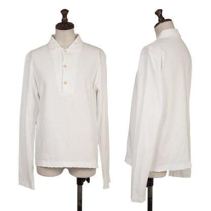 45rpm Cotton Long Sleeve Polo Shirt White Size 1