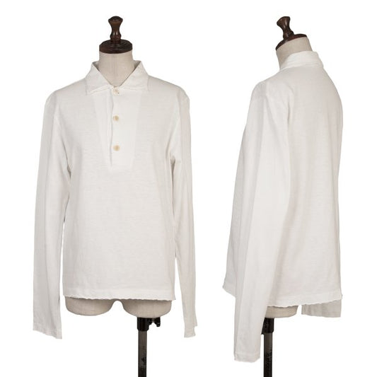 45rpm Cotton Long Sleeve Polo Shirt White Size 1