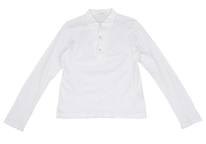 45rpm Cotton Long Sleeve Polo Shirt White Size 1