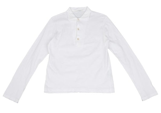 45rpm Cotton Long Sleeve Polo Shirt White Size 1