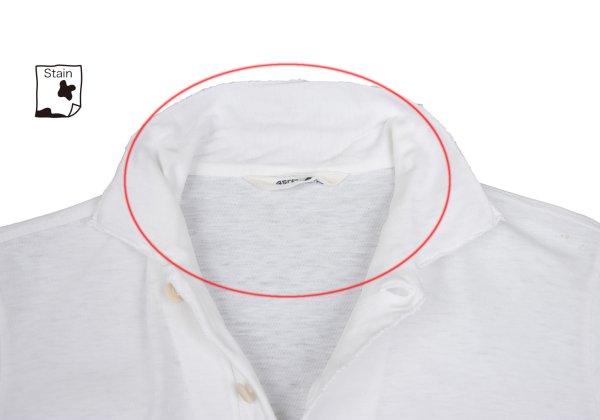 45rpm Cotton Long Sleeve Polo Shirt White Size 1