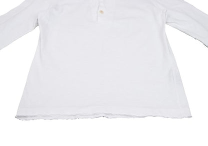 45rpm Cotton Long Sleeve Polo Shirt White Size 1
